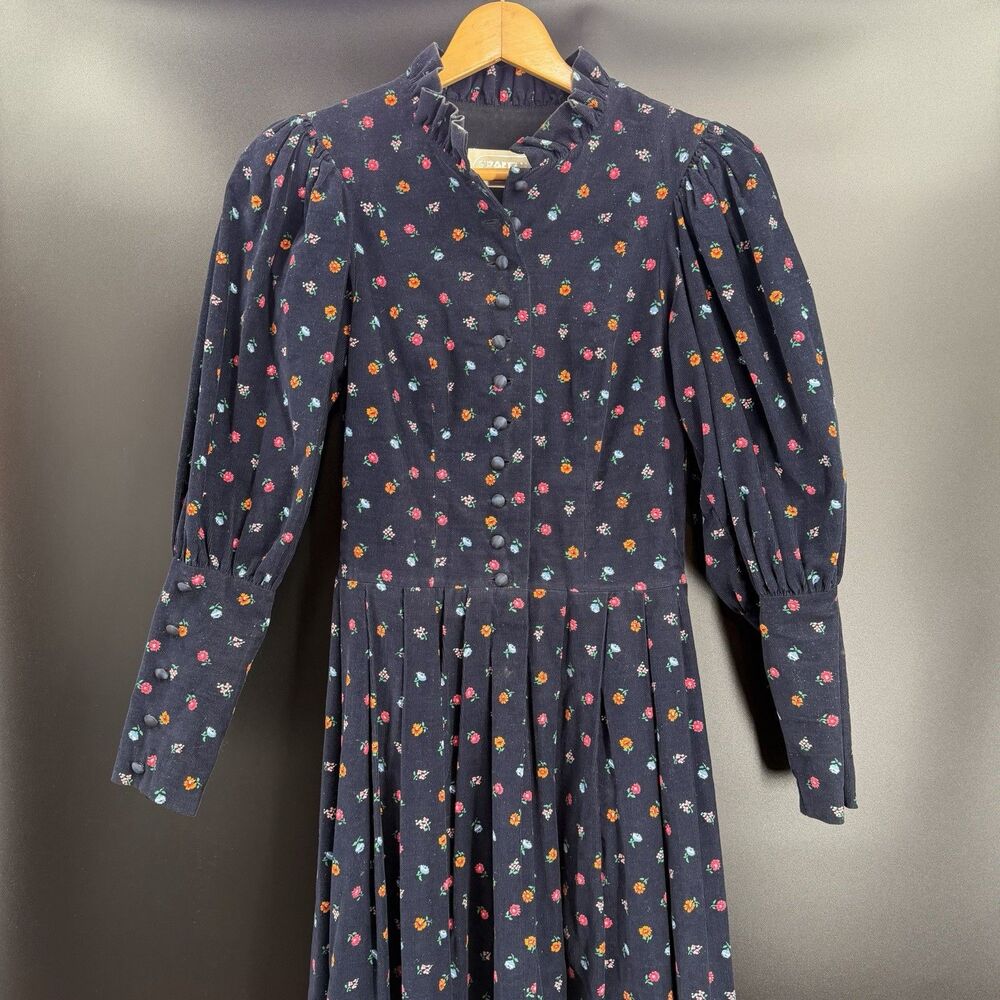 Vtg Sportalm Kitzbühel 80s Bavarian Dress Puff Sleeves Sz 36 XS S Cottegecore